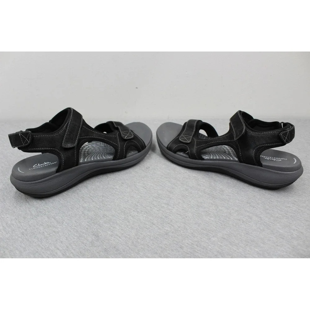 Clarks Sandals Womens 9.5 Black Cloudsteppers Arla Glade Sporty Strappy Comfort